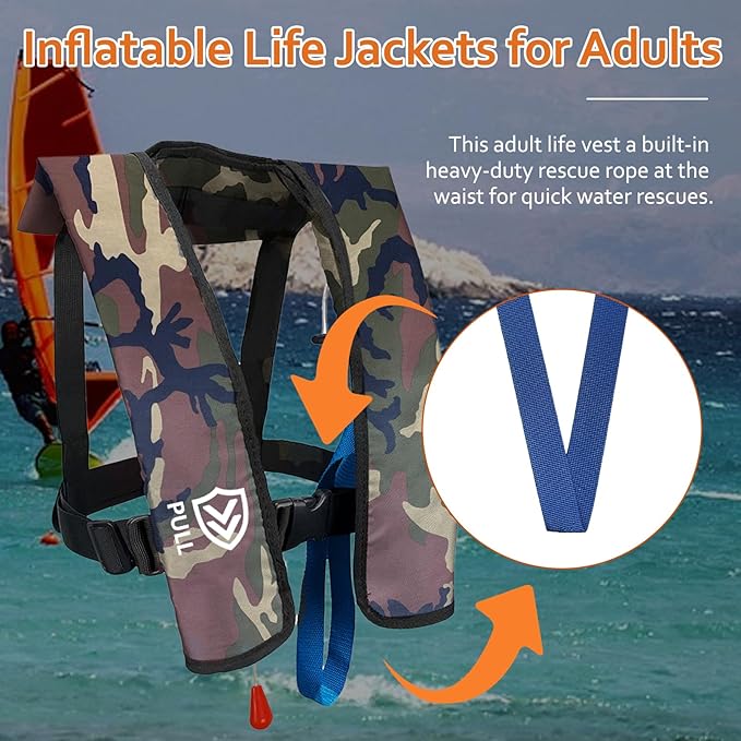 Automatic/Manual Inflatable Life Jacket| Inflatable PFD Kayak Vest Adult| Life Vest for Adults|