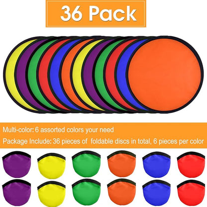 Mototo 36 Pieces Foldable Flying Disc Fans with Bag Folding Pocket Toy Set for Kids Fun Birthday