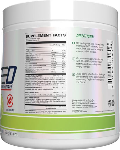 EHP Labs OxyShred Non Stimulant Pre Workout Powder - Stim Free Pre Workout, Caffeine Free