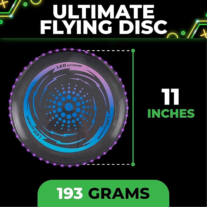 Toysery LED Light Up Fresbee - Glow in The Dark Fresbee for Kids and Adults, Flying Disc Adventure