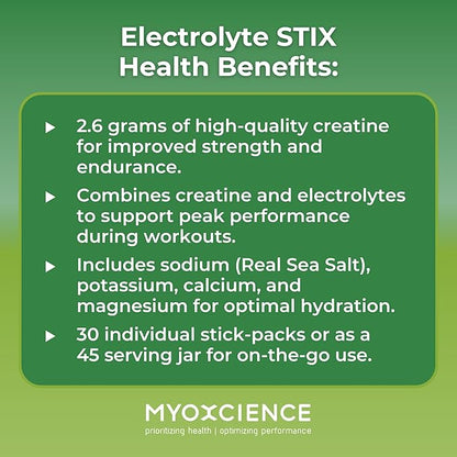 MYOXCIENCE Electrolyte STIX | Creatine Electrolyte Powder | Recovery from Exercise & Muscle