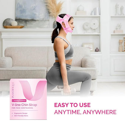 PLANTIFIQUE Chin Strap for Face Contouring - Reusable V Line Ice Silk Fabric Mask - Double Chin