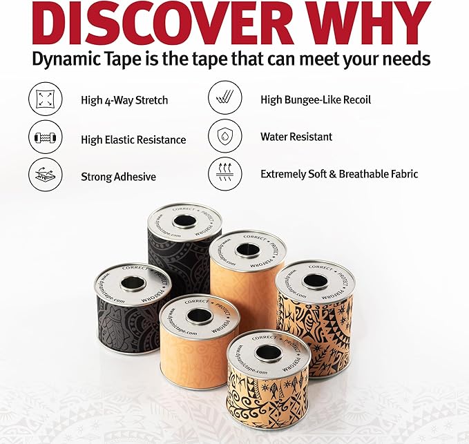 Dynamic Tape Original | Biomechanical Adhesive Tape | Physio Tape for Knee, Ankle, Shoulder, Leg