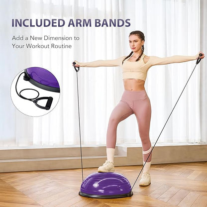 ZELUS Balance Ball Trainer with Resistance Bands and Foot Pump, Inflatable Yoga Ball for Home Gym