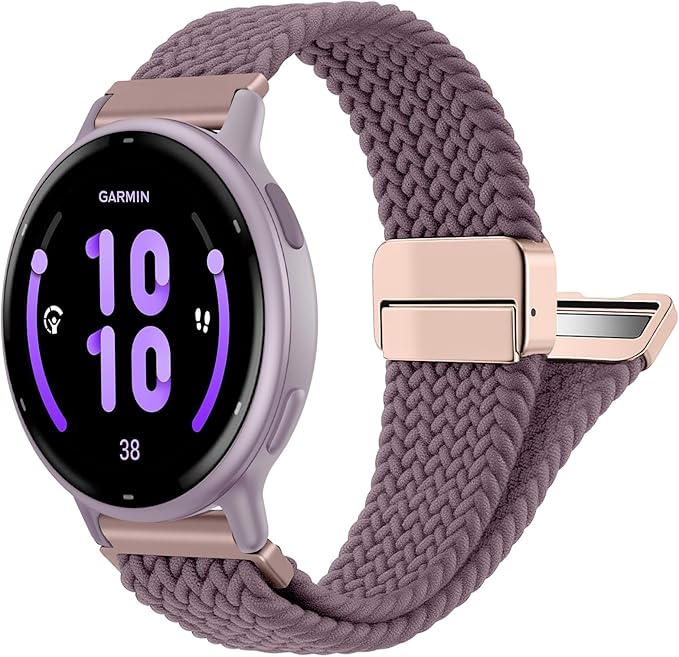 FINTIE Magnetic Braided Band Compatible with Garmin Vivoactive 5/6/Vivoactive 3, Garmin Venu/Venu