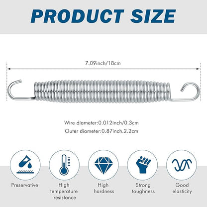 Tudomro Trampoline Springs Replacement - Heavy Duty Stainless Steel Weather Resistant Metal