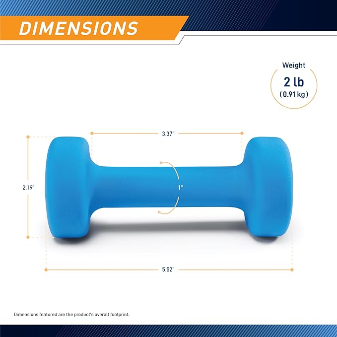 Marcy Colored Neoprene Dumbbell (Sold in Singles or Set) Hand Weights, Exercise Free Weights for
