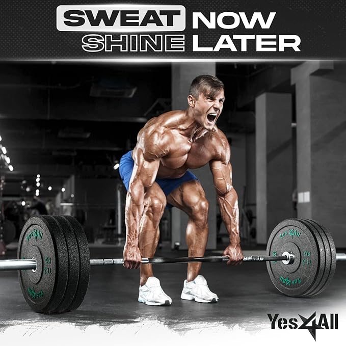 Yes4All 2" Bumper Plate, 10-190 LB Olympic Rubber Weight Plate with Steel Hub for WeightLifting