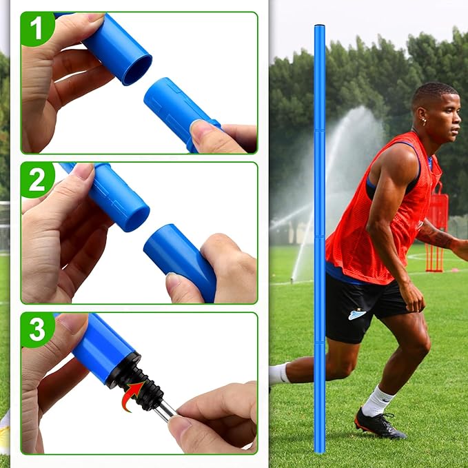 TOBWOLF 6PCS 6FT Adjustable Soccer Agility Training Poles, Detachable Sports Training Speed Sticks