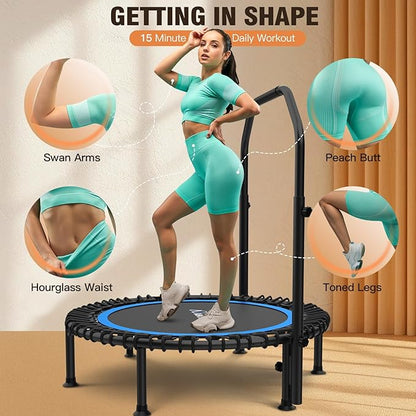ANCHEER 40" Foldable Mini Trampoline,Max Load 450lbs/550lbs Indoor Trampoline,with 4 Level
