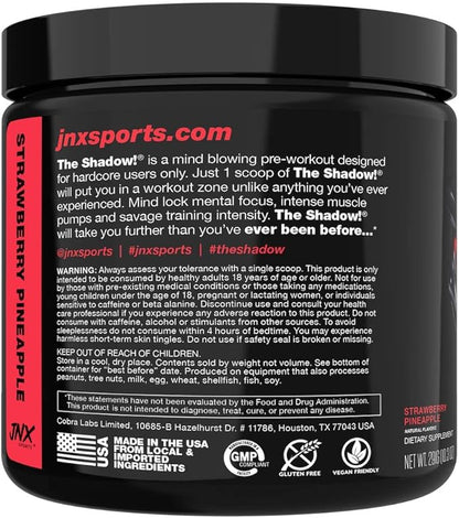 JNX SPORTS The Shadow! 350mg of Caffeine Hard Core Preworkout - Strawberry Pineapple 30 Servings |