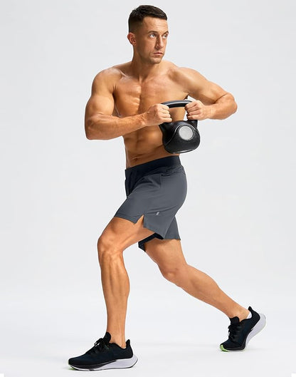 Men's Running Shorts with Zipper Pockets 9 Inch/ 7 Inch / 5 Inch Lightweight Quick Dry Gym Workout