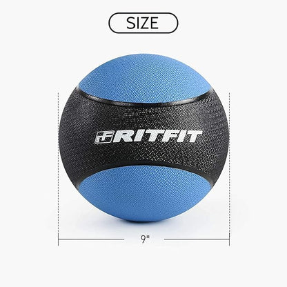 RitFit Weighted Medicine Ball - Non-Slip Rubber Shell & Dual Texture Grip - Workout Exercise Ball