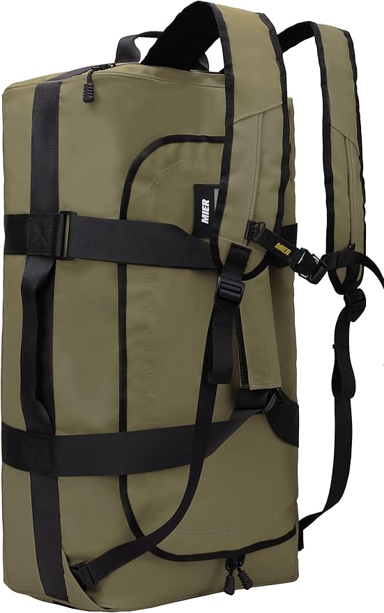MIER Water Resistant Backpack Duffle Heavy Duty Convertible Duffle Bag with Backpack Straps for