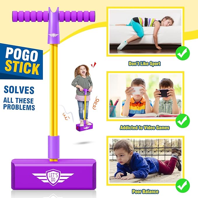 CUUGO LET'S GO! CG Jumping Promotes Growing Taller- Pogo Stick Foam Pogo Jumper for Kids, Toys for