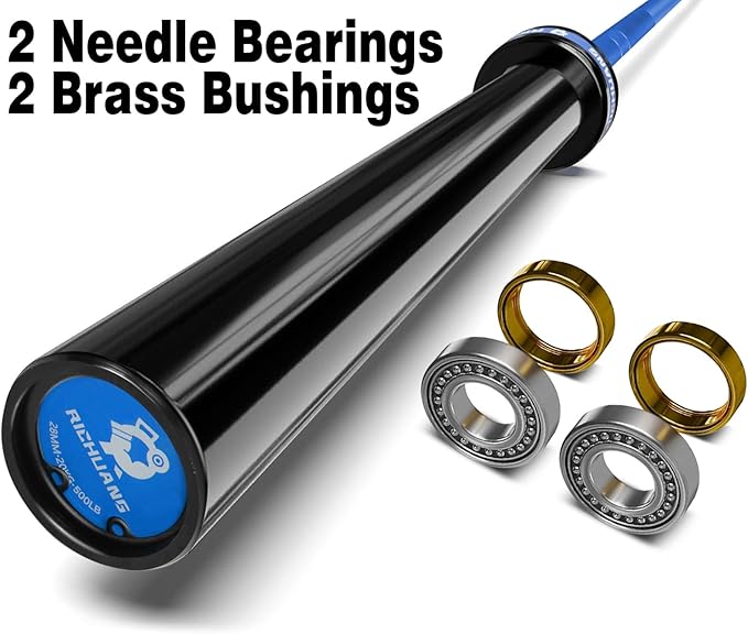 7ft Olympic Barbell, Weightlifting Barbell 28mm 45lb - 500/700/1000lbs Capacity with Smooth
