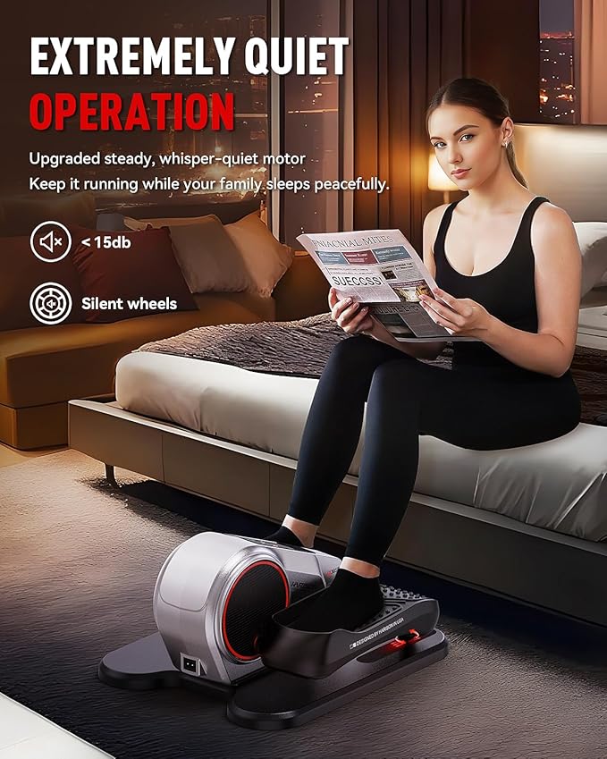 HARISON Under Desk Elliptical Machine for Seniors, Mini Elliptical with 12-Level Magnetic