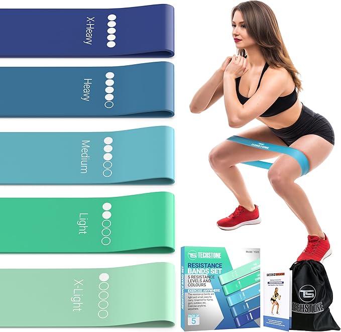 TechStone Resistance Bands Set for Men and Women, Pack of 5 Different Levels Elastic Band for Home