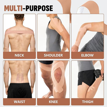 60PCS Precut Kinesiology Tape Strips, 2 inch x 10 inch Athletic Tape, Kinetic Tape, Elastic Muscle