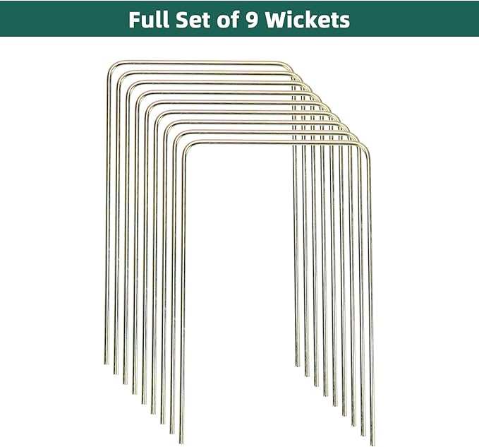ApudArmis Deluxe Size Croquet Wickets, Set of 9 Colorful Square Arrow Wickets Replacement for 35In