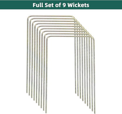 ApudArmis Deluxe Size Croquet Wickets, Set of 9 Colorful Square Arrow Wickets Replacement for 35In