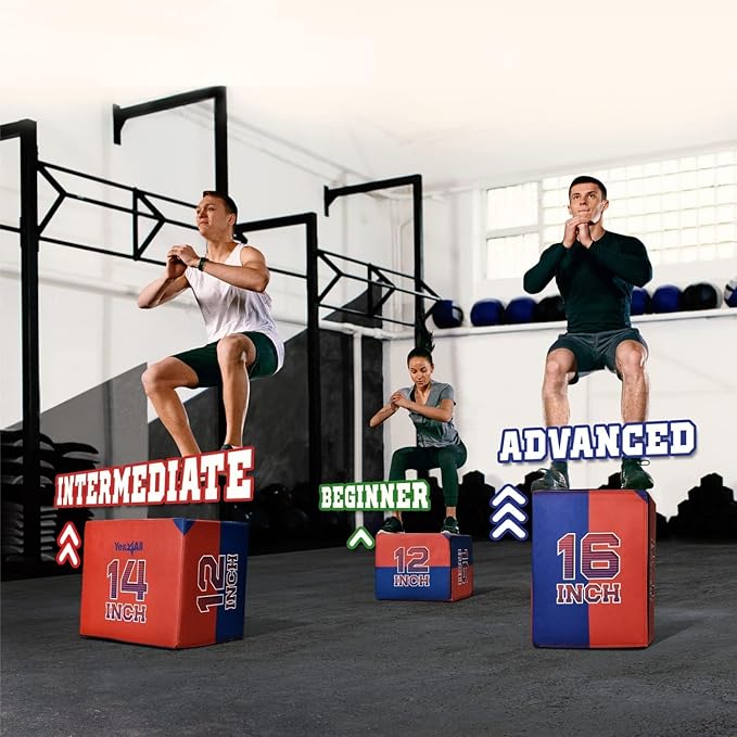 Yes4All 3-in-1 Soft-Padded Plyo Box With Wooden Core, Non-Slip Multi-Use Cushioned Plyometric Jump