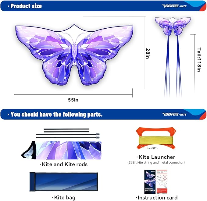 Golden Butterfly Design Kites ，Outdoor Work Colorful Kite Long Tails，Easy to Fly ，Outdoor Flying
