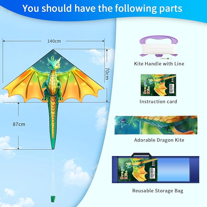 Xida Kites for Kids Ages 4-8, Large Kite for Adults, Easy to Fly Beach Kites with Handle and