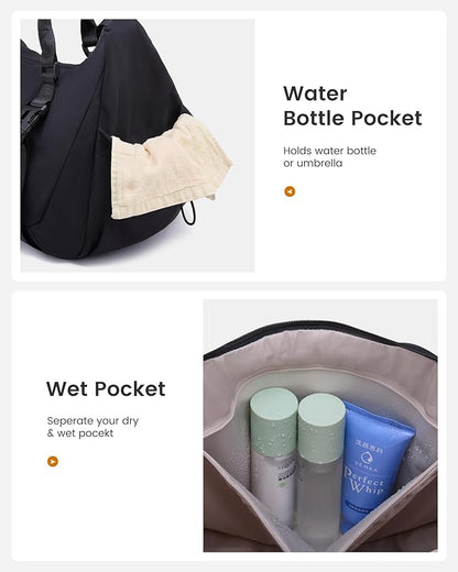 LOVEVOOK Gym Bag for Women Men, duffle bag for travel with shoe compartment, Small Gym Tote Dry Wet