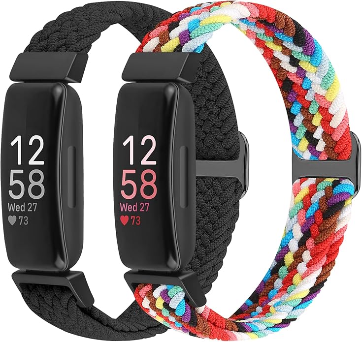 Elastic Braided Watch Band Compatible with Fitbit Inspire 3/Inspire 2/Inspire/Inspire HR/Fitbit ace