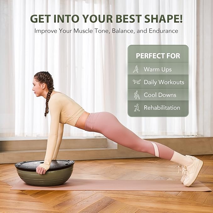 ZELUS Balance Ball Trainer with Resistance Bands and Foot Pump, Inflatable Yoga Ball for Home Gym