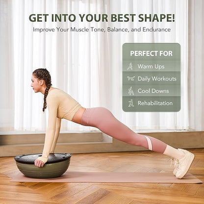 ZELUS Balance Ball Trainer with Resistance Bands and Foot Pump, Inflatable Yoga Ball for Home Gym