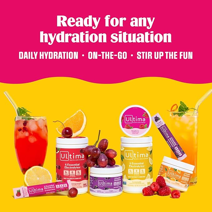 Ultima Replenisher Daily Electrolyte Powder Drink Mix – Sugar Free – Grape, 90 Servings – Hydration