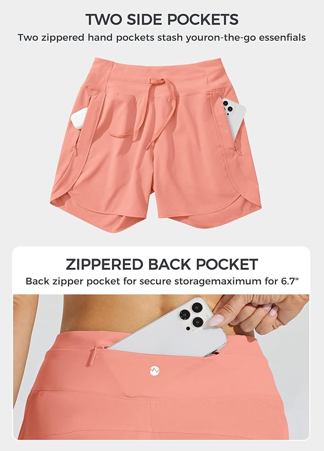 Willit Women's 7" Athletic Running Shorts Long Workout Hiking Shorts Quick Dry High Waisted Active