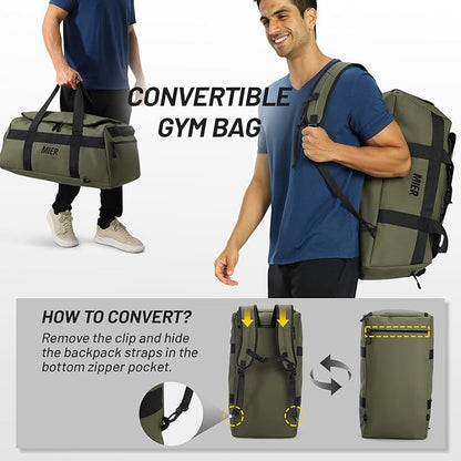 MIER Gym Bag for Men Large Duffel Backpack with Shoe Compartment, 60L Convertible Duffle Bags