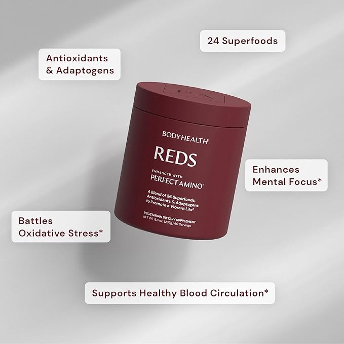 BodyHealth Reds Enhanced with PerfectAmino - Daily Superfood Smoothie Powder with Antioxidants