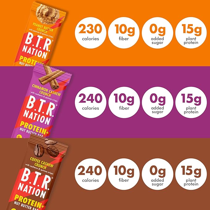 B.T.R. Nation Vegan Keto Plant Based Protein & Fiber Bars - High Protein (Sampler Pack) | (9 Pack)