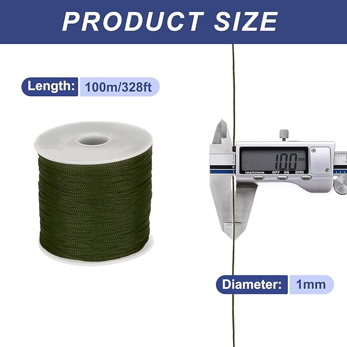 MECCANIXITY 1/16 Inch Polypropylene Rope Braided Ropes, 328ft Nylon Rope Hollow Utility Cord for