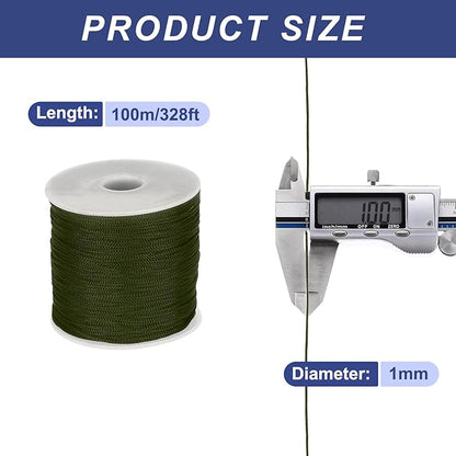 MECCANIXITY 1/16 Inch Polypropylene Rope Braided Ropes, 328ft Nylon Rope Hollow Utility Cord for