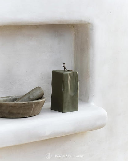 LAWA Raw Block Candle - Beautiful Handmade Pillar Scented Soy Wax Elegant Aesthetic Candle