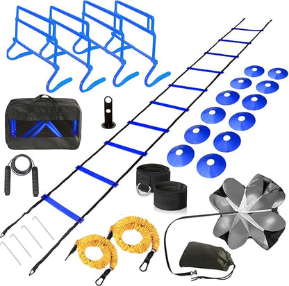 Adjustable Speed Training Hurdles Fitness & Speed Training Equipment with Agility Ladder