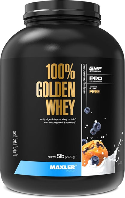 Maxler 100% Golden Whey Protein - 24g of Protein per Serving - Premium Whey Protein Powder for Pre