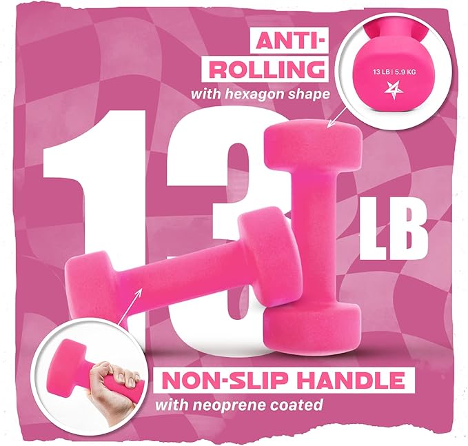 Yes4All Neoprene Coated Dumbbell Hand Weight Sets of 2 - Multiple Weight Options with 15 Colors