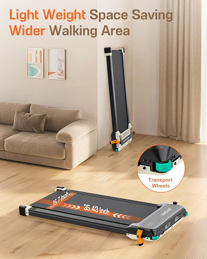 Walking Pad with Incline, Akluer Incline Treadmills for Home, 2.5 HP Under Desk Treadmill Small