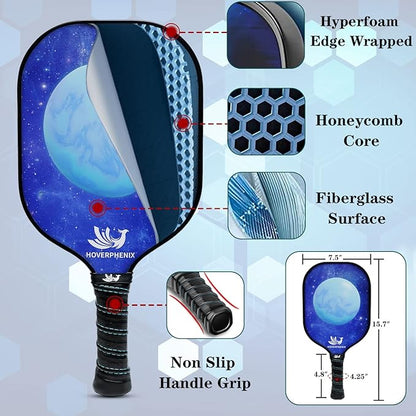 Hoverphenix Pickleball Net for Driveway, 22FT Regulation Size Pickleball Net with Paddles Set of 4
