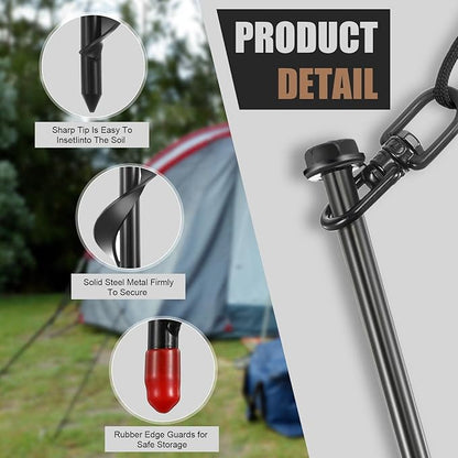 Reginary Ground Anchors Screw in Tent Stakes Heavy Duty Trampoline Anchors High Wind for Camping