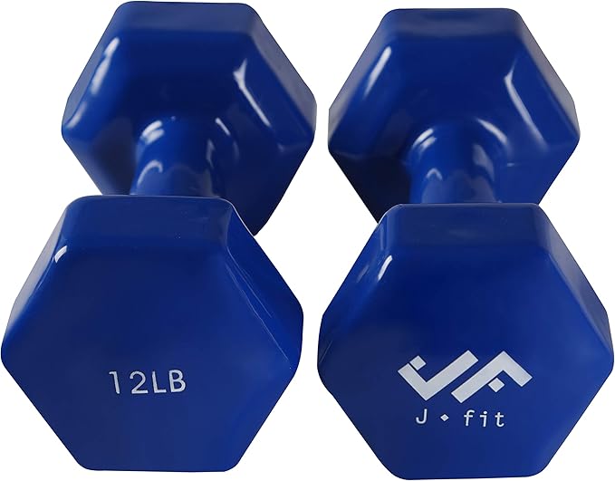 JFIT Dumbbell Pairs or Sets – Neoprene & Vinyl Coated Hand Weights for Home Gym, Strength Training