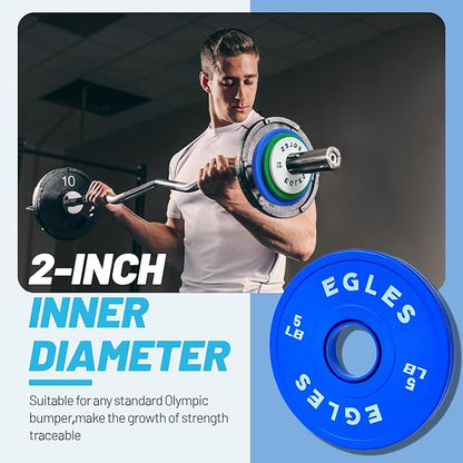 Egles Change Plates Set 1.25LB, 2.5LB, 5LB - Rubber-Coated Weight Plates in Pairs, Olympic Bumper