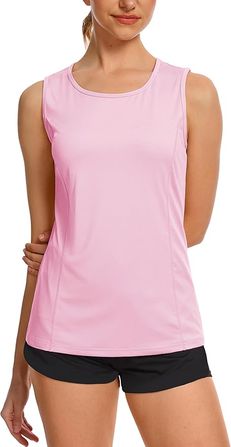 TACVASEN Women's UPF 80+ Workout Tank Top Sleeveless Quick Dry Sun Protection Hiking Athletic Gym