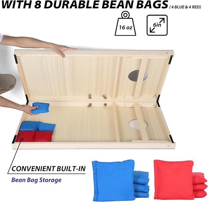 Cornhole Set 4'x2' Cornhole Board Sets with Bags Regulation Size, Corn Hole Games for Adults